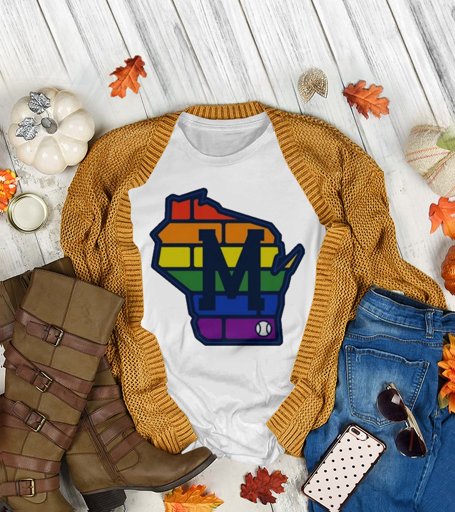 Aurora Health Care Brewers Pride Rainbow Wisconsin Baseball T-Shirt