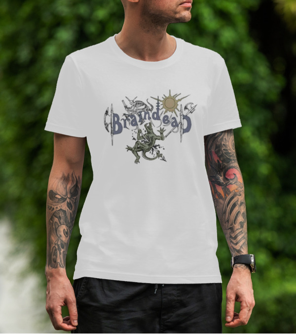 Braindead Lizard Man With Axes And Sun T-Shirt