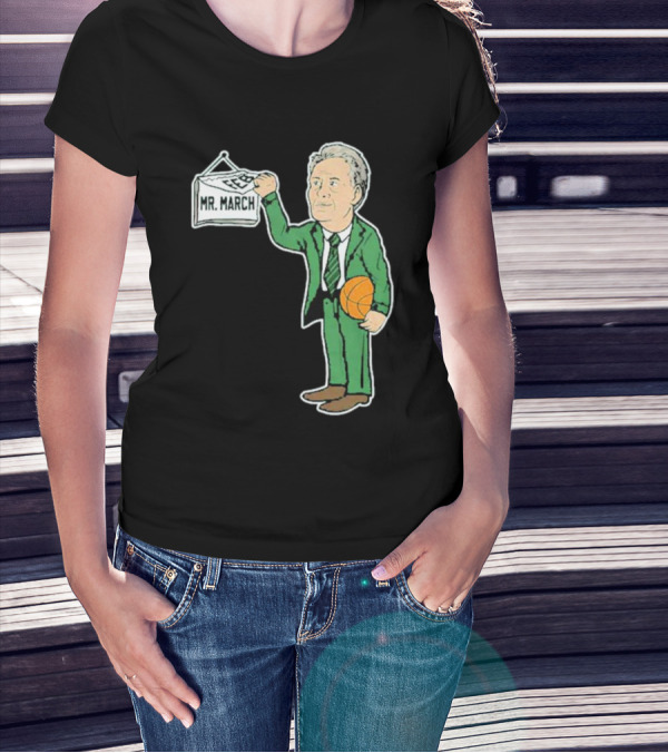Mr. March Basketball Coach With Calendar In Green Suit Holding Basketball T-Shirt