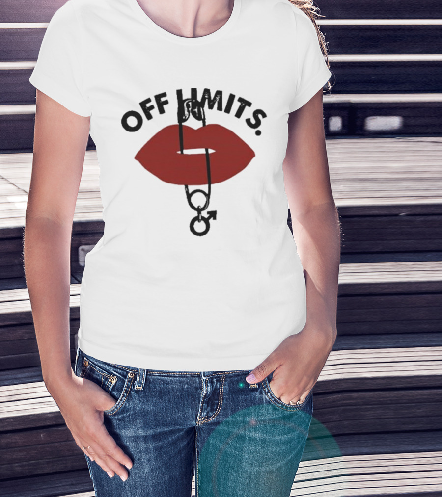 Munawar Faruqui Off Limits Red Lips Safety Pin T-Shirt