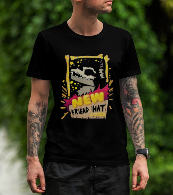 New Friend Hat Acquired Crocodile Frame Yellow Bites Playful Pixels T-Shirt
