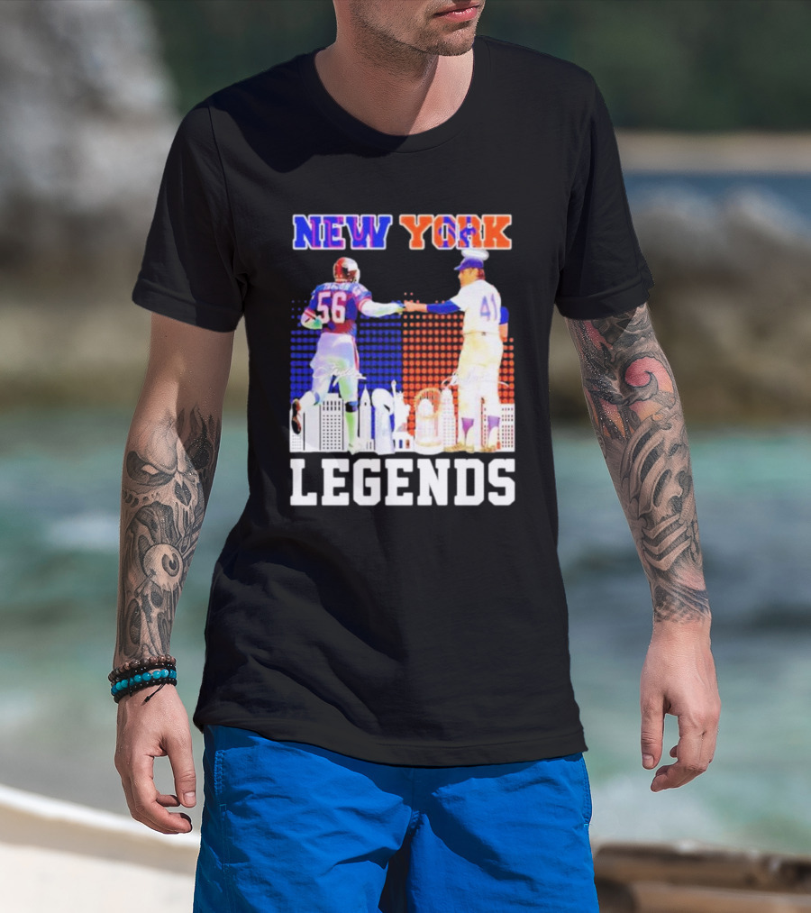 New York Lawrence Taylor Tom Seaver Legends Signatures T-Shirt