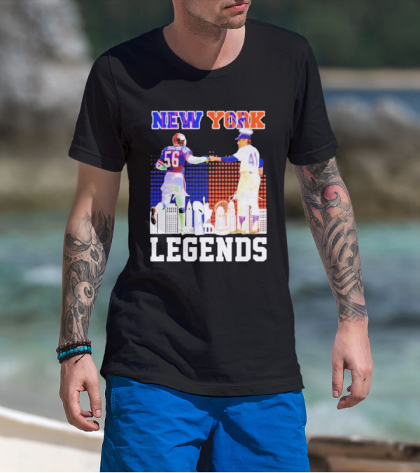 New York Lawrence Taylor Tom Seaver Legends Signatures T-Shirt