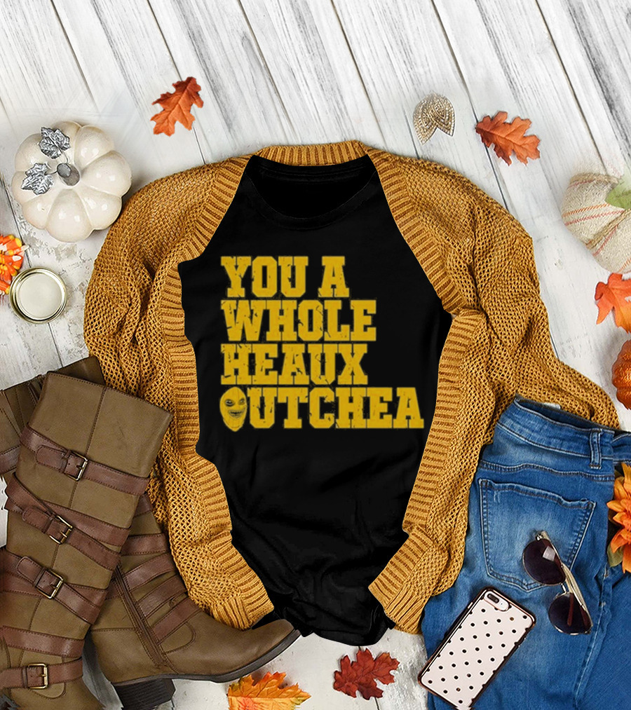 You A Whole Heaux Outchea Yellow Bold Text with Joker Face T-Shirt