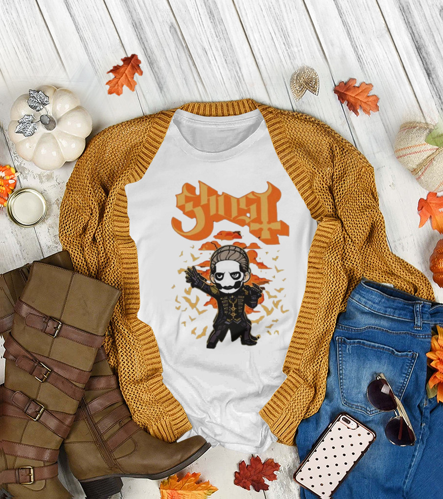 Ghost Band Orange Bat Character Halloween T-Shirt