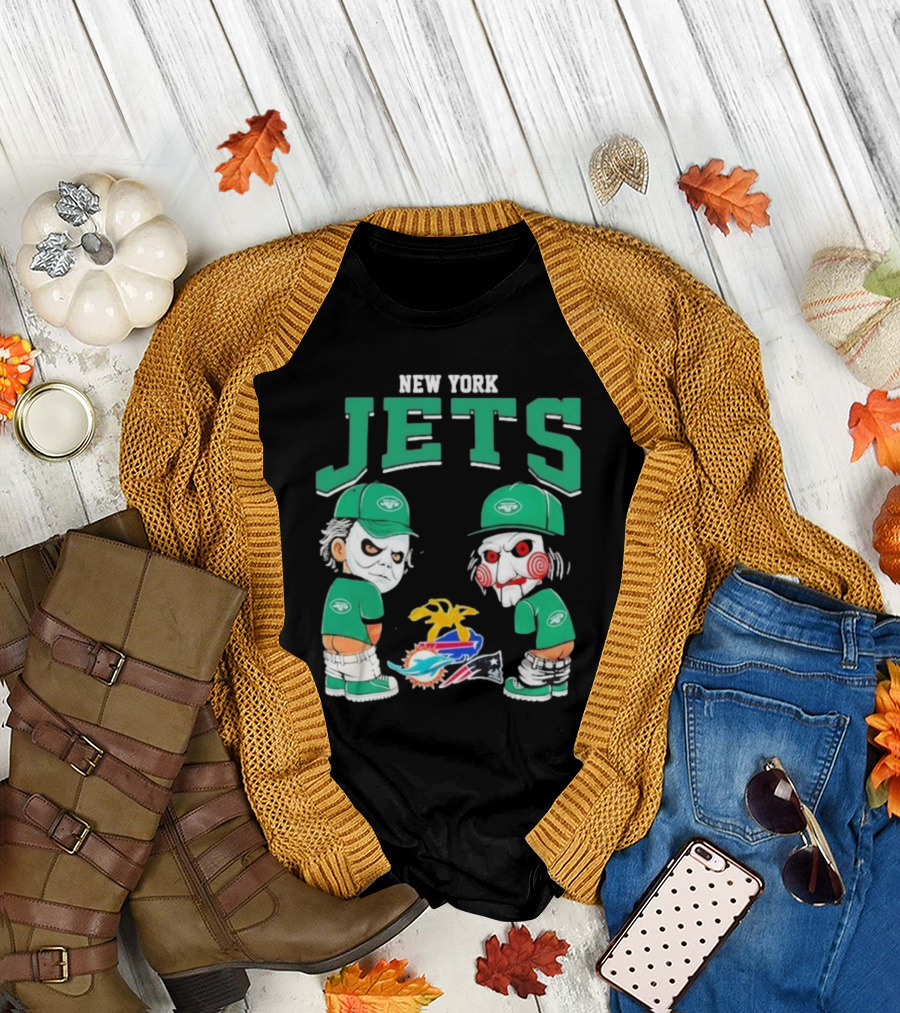 Michael Myers Billy The Puppet New York Jets NFL Teams Halloween T-Shirt