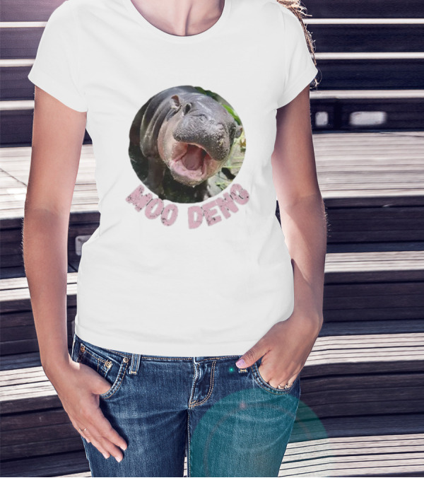 Moo Deng Cute Baby Hippo Picture Thai Bouncy Pig T-Shirt