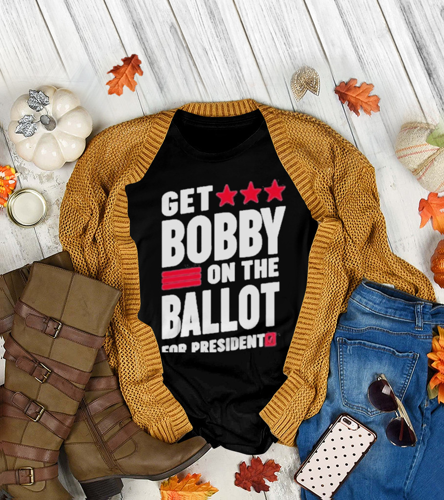 Kennedy24 Get Bobby on the Ballot for President with Red Stars and Checkmark T-Shirt