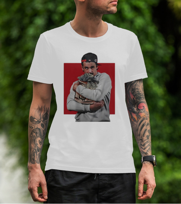 Seth Jarvis Holding Money Bag In Hockey Cap T-Shirt