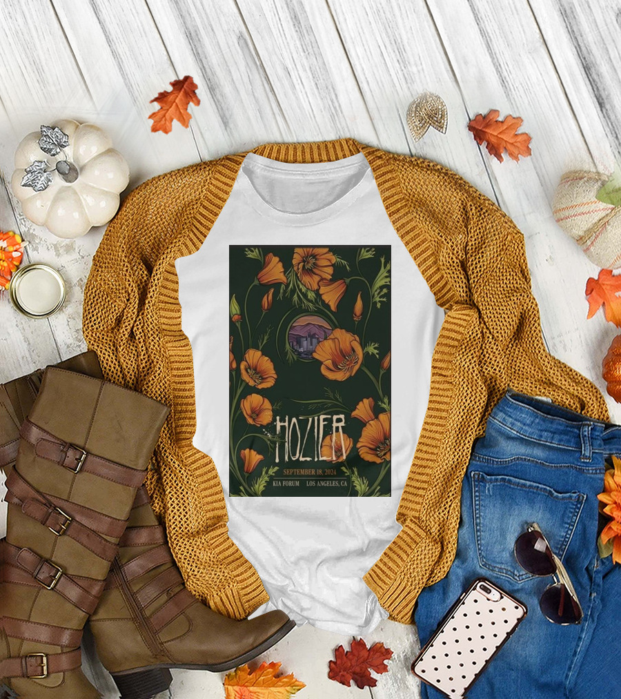 Hozier Kia Forum Los Angeles September 18 2024 Concert with Floral T-Shirt