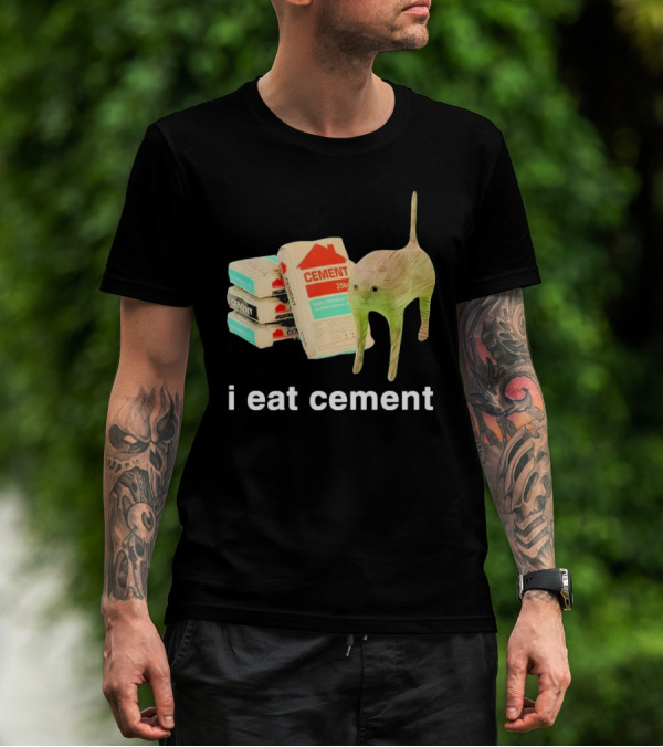 I Eat Cement Cursed Cat With Cement Bags T-Shirt