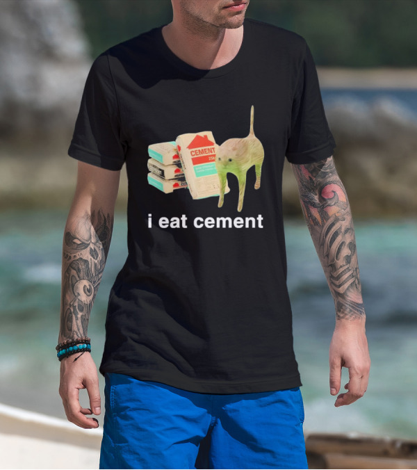 I Eat Cement Cursed Cat With Cement Bags T-Shirt
