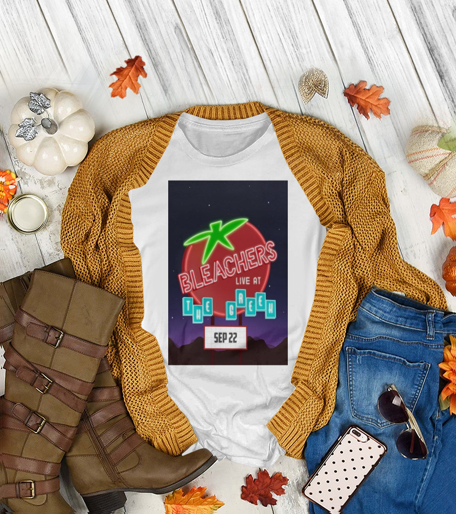 Bleachers Live at The Greek Sep 22 Tomato Neon Sign Night Sky T-Shirt