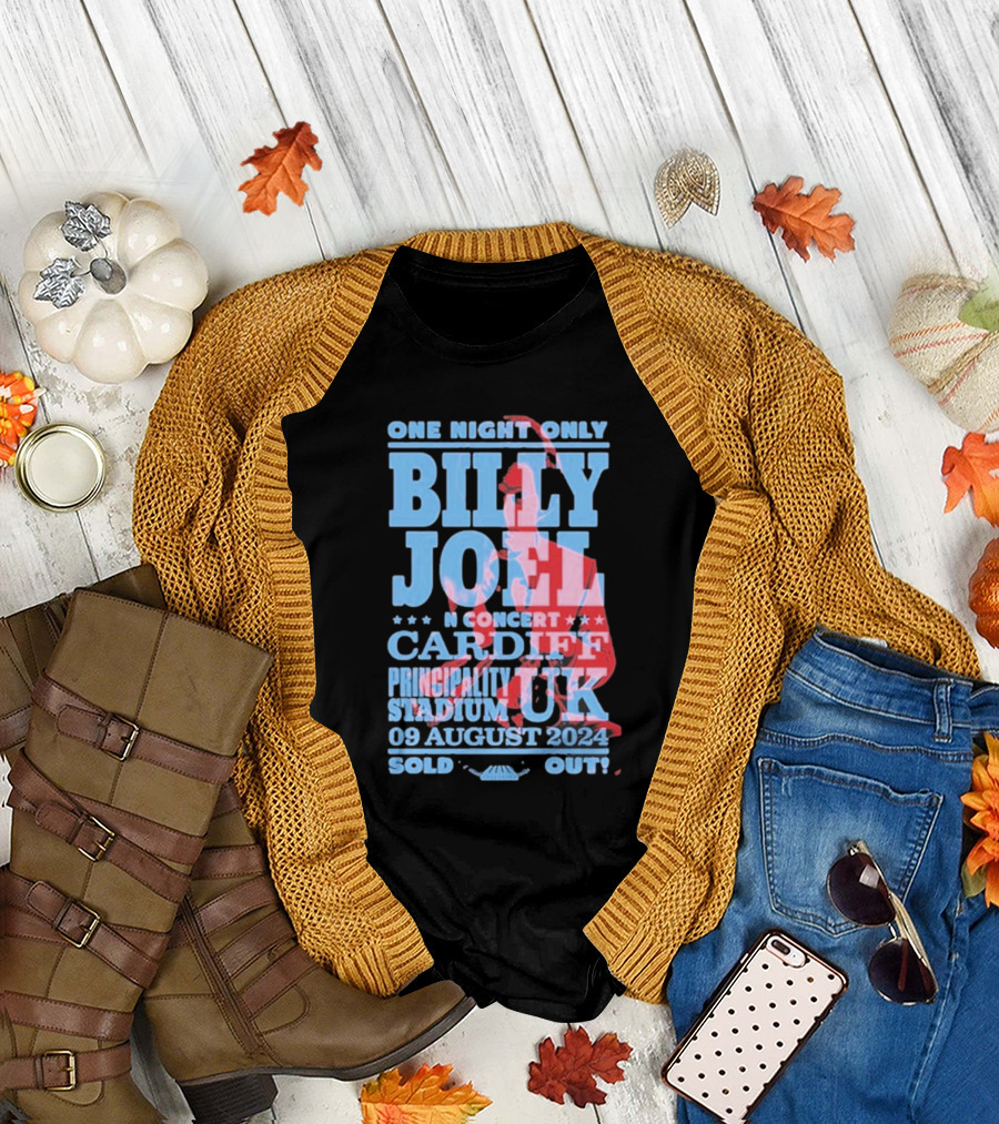 One Night Only Billy Joel in Concert Cardiff Principality Stadium UK 09 August 2024 Sold Out T-Shirt