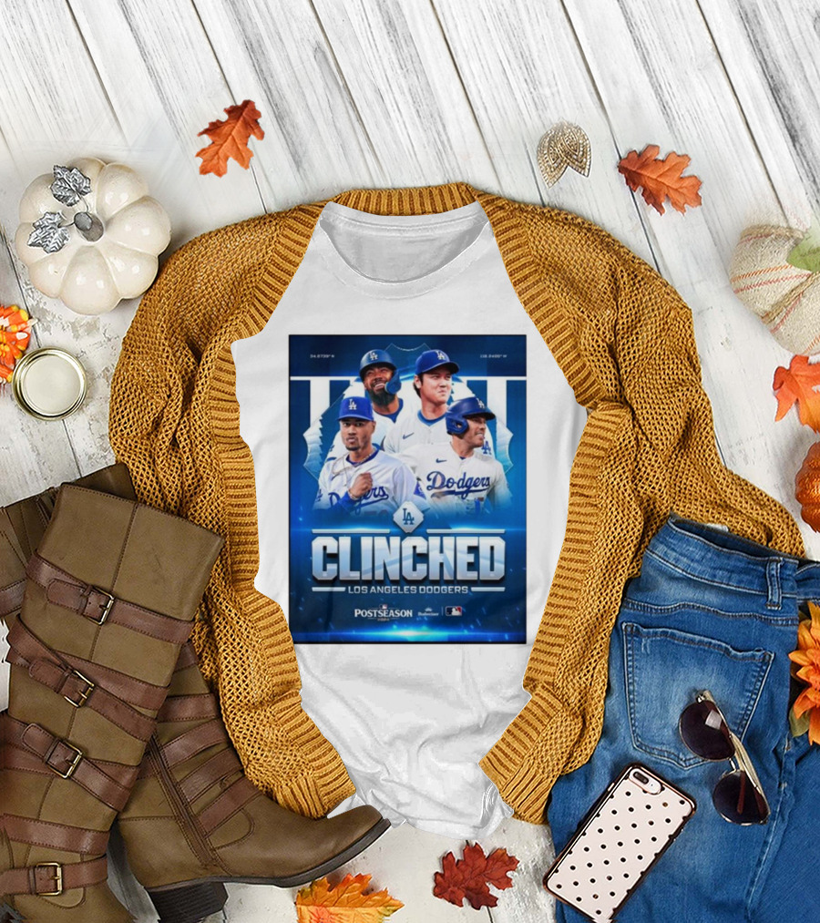Clinched Los Angeles Dodgers 2024 Postseason MLB T-Shirt