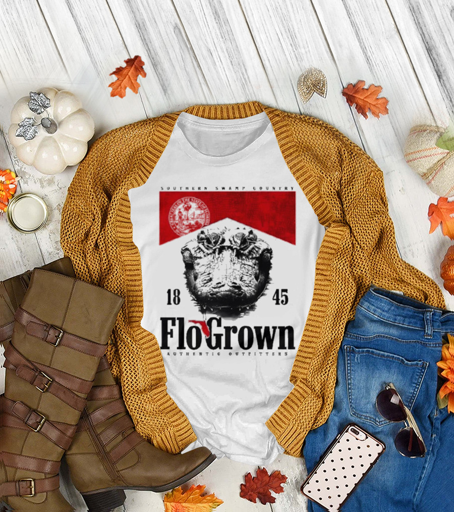 FloGrown Southern Swamp Country 1845 Authentic Outfitters with Florida Map T-Shirt