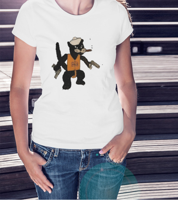 Dylan Cease's Cat Patrol Squadron VPB-71 Vintage Cartoon Panther With Guns And Cigar T-Shirt