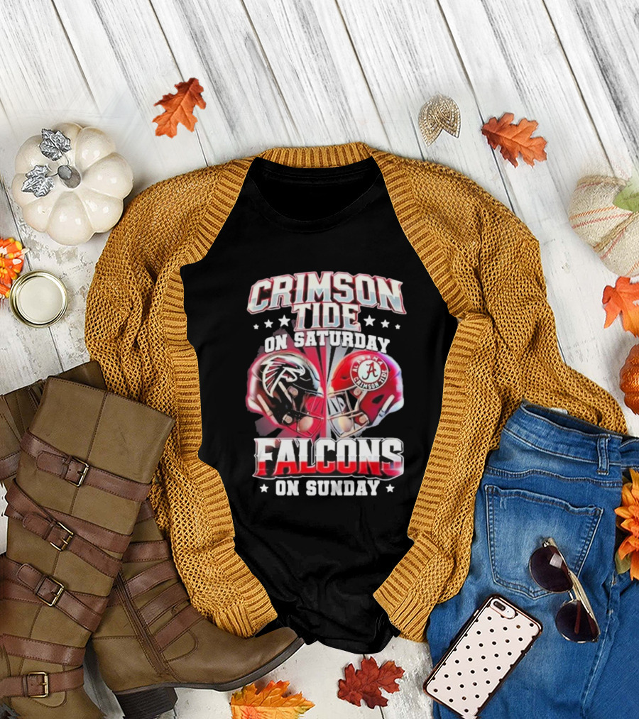 Crimson Tide On Saturday Falcons On Sunday Football Helmets T-Shirt