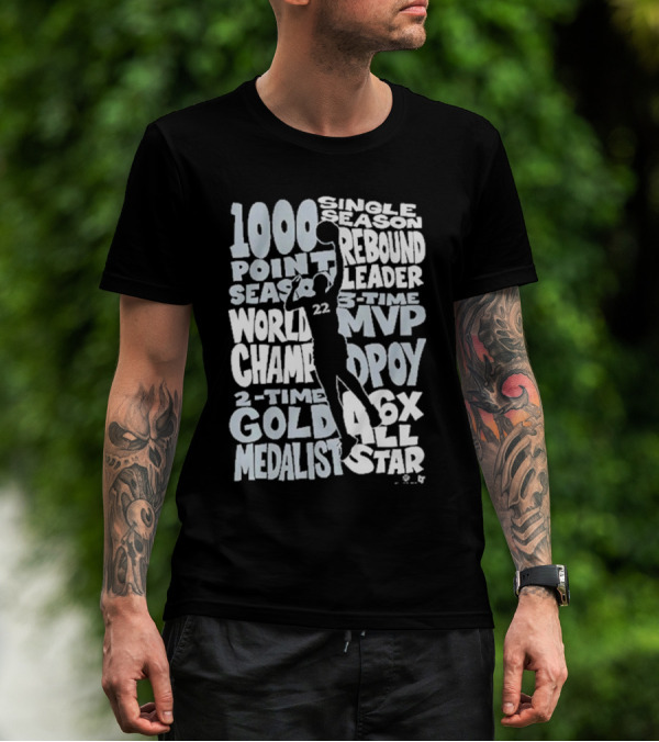 Las Vegas Aces A'ja Wilson 3-Time MVP Single Season Rebound Leader World Champ DPOY 6x All-Star 1000 Point Season 2-Time Gold Medalist T-Shirt