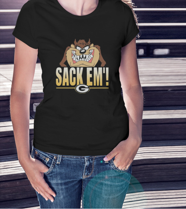 Looney Tunes Taz Sack Em Green Bay Packers NFL T-Shirt