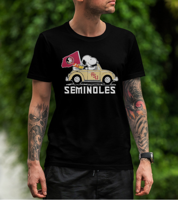 Peanuts Snoopy And Woodstock Florida State Seminoles FSU Car Seminoles T-Shirt
