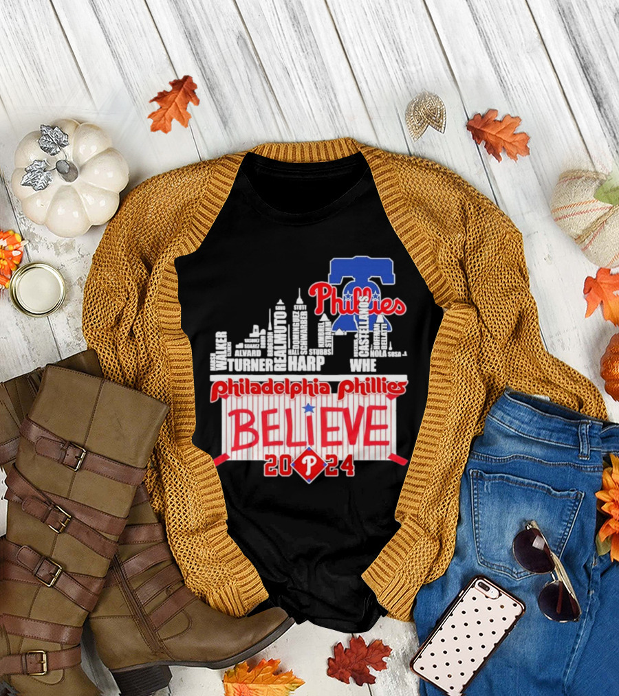Philadelphia Phillies Believe Skyline Players Names October T-Shirt