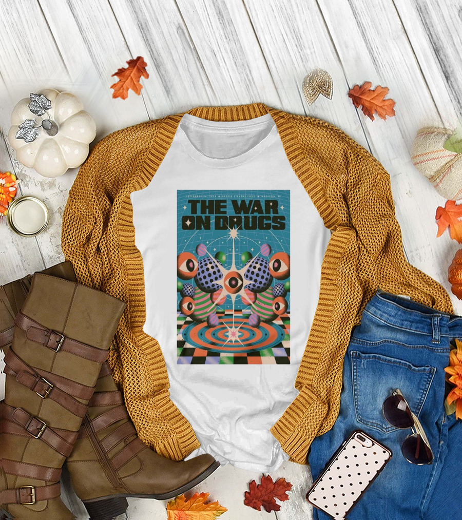 The War On Drugs September 26 2024 Breese Stevens Field Madison WI Psychedelic Tour T-Shirt