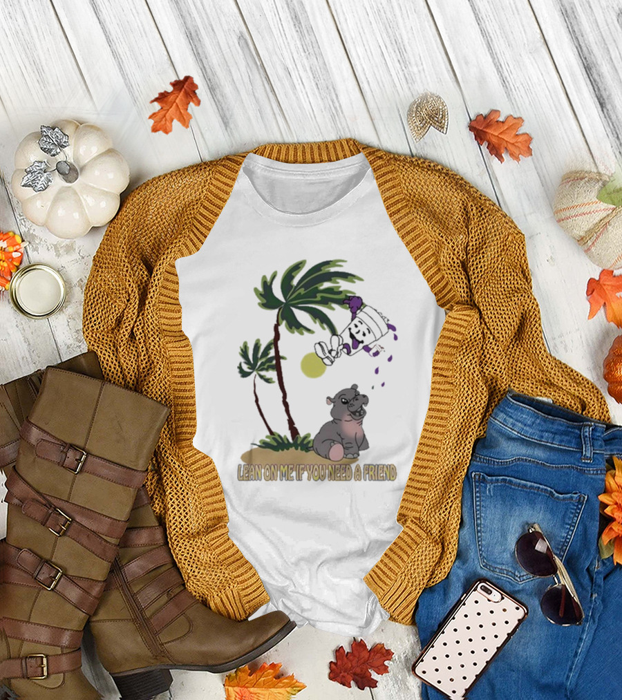 Lean On Me If You Need A Friend Tropical Scene Moo Deng T-Shirt