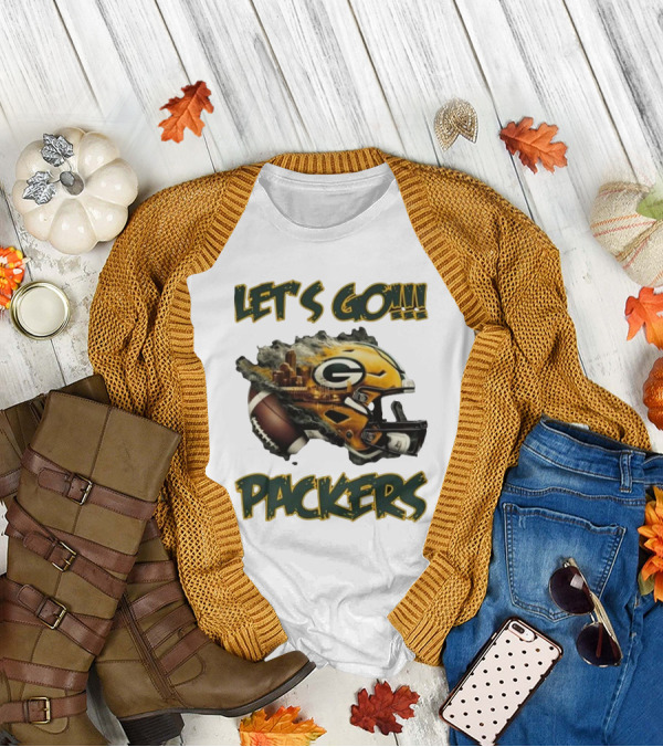 Let’s Go Packers Helmet Green Bay Football Match T-Shirt
