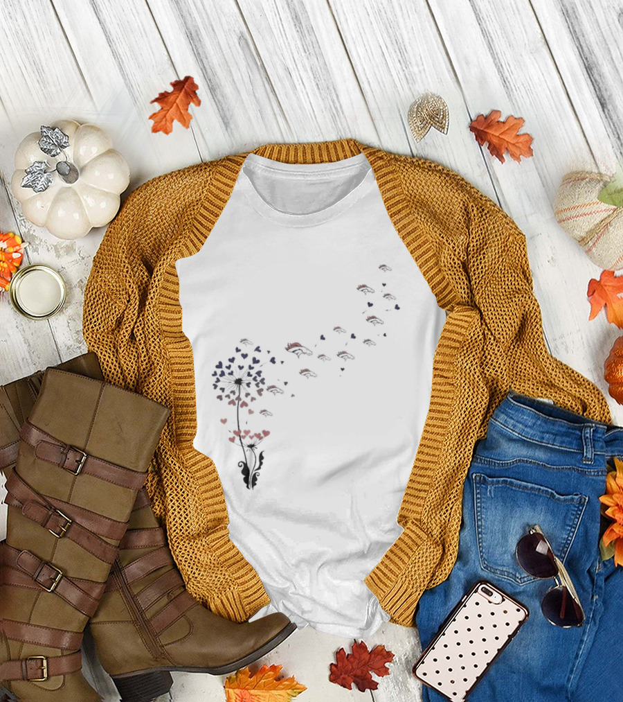 Denver Broncos Floral Dandelion Blossoming Team Spirit T-Shirt