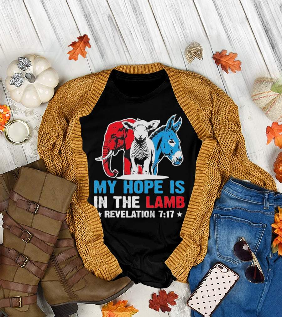 My Hope Is In The Lamb Revelation 7:17 Christian Humor Elephant Donkey T-Shirt