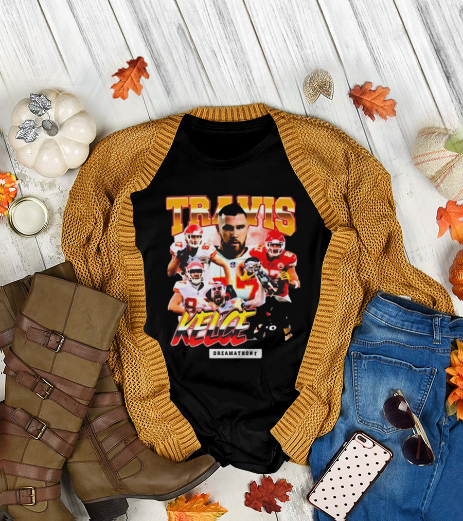 Travis Kelce Kansas City Chiefs Dreamathon Football Player Collage T-Shirt
