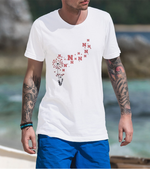 Nebraska Cornhuskers Dandelion Hearts And Ns T-Shirt