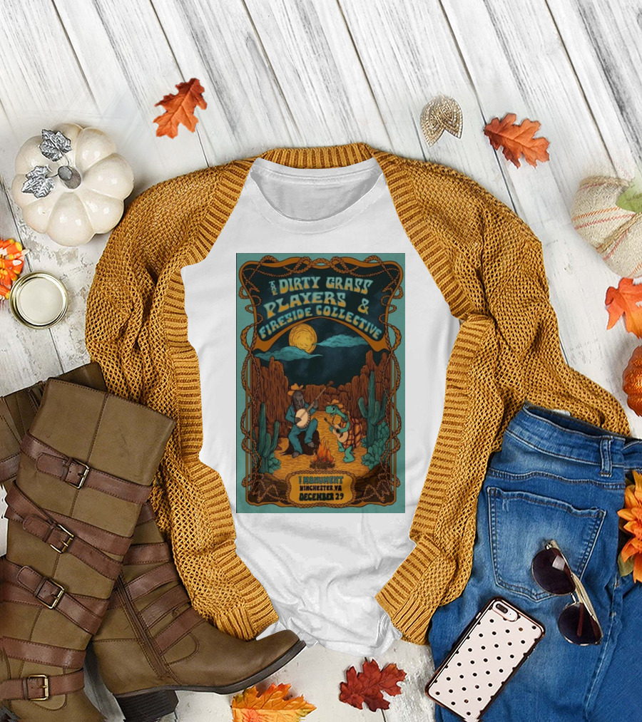 The Dirty Grass Players and Fireside Collective December 29 The Monument Winchester VA Desert Jam Session Night Under Moon T-Shirt