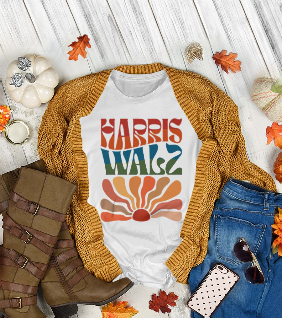 Harris Walz Retro Colorful Flower Power T-Shirt