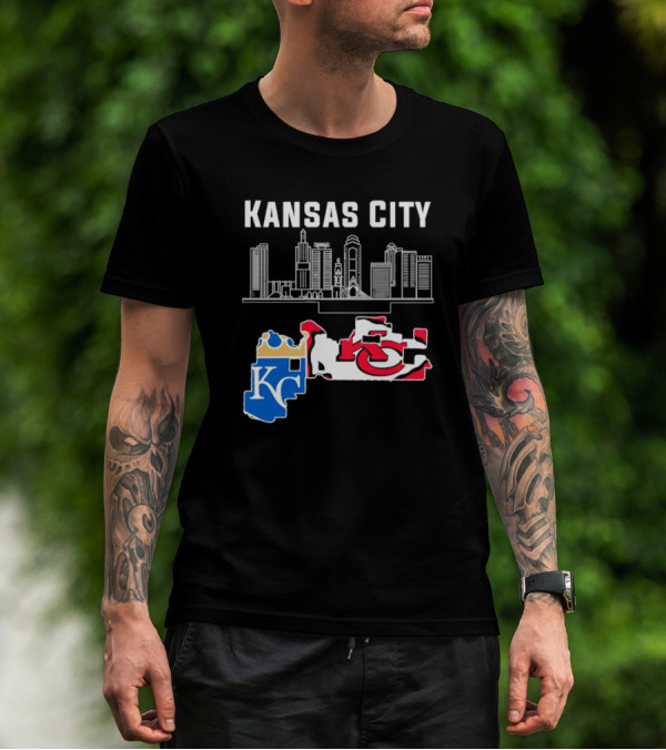 Kansas City Skyline With Chiefs And Royals T-Shirt