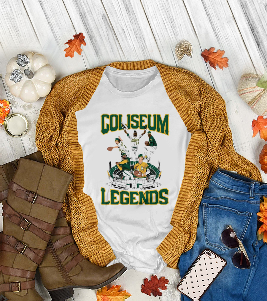 Oakland Athletics A’s Coliseum Legends Baseball Players Caricature T-Shirt