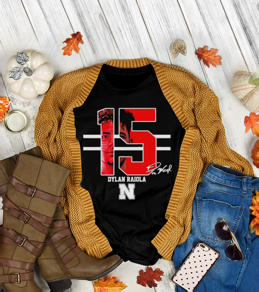 15 Dylan Raiola Nebraska Huskers Signature Football Player T-Shirt