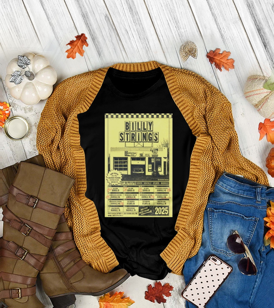 Billy Strings Winter Tour 2025 Denver Asheville Atlanta Nashville Tour Dates and Locations Flyer T-Shirt