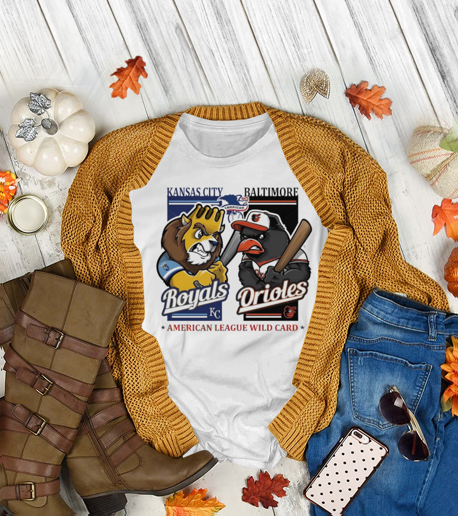 Kansas City Royals Vs Baltimore Orioles MLB American League Wild Card Mascots T-Shirt