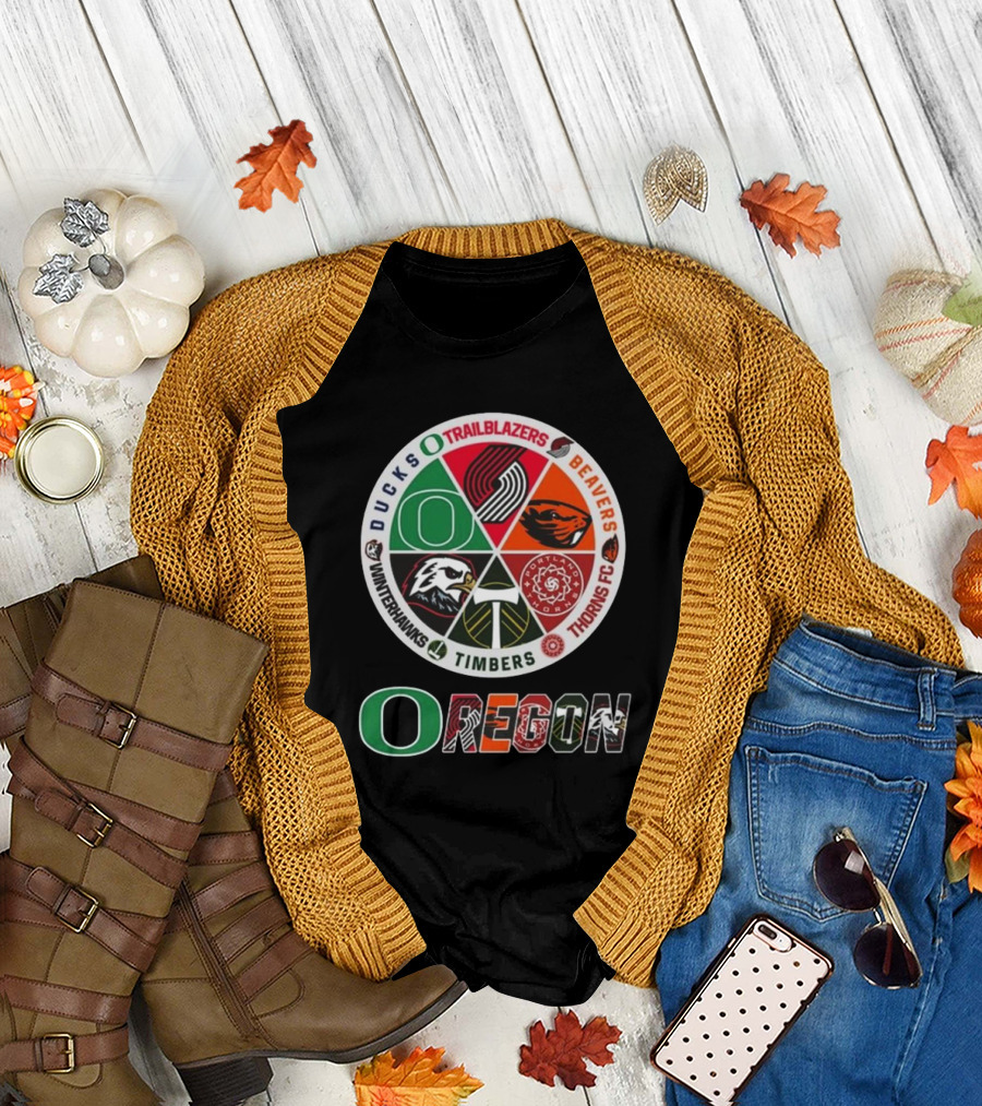 Oregon Ducks Trailblazers Beavers Thorns FC Timbers Winterhawks Circle T-Shirt