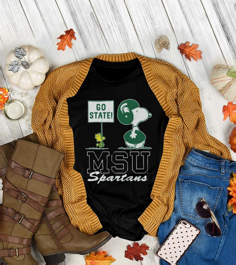 Peanuts Snoopy Woodstock MSU Spartans Go State T-Shirt