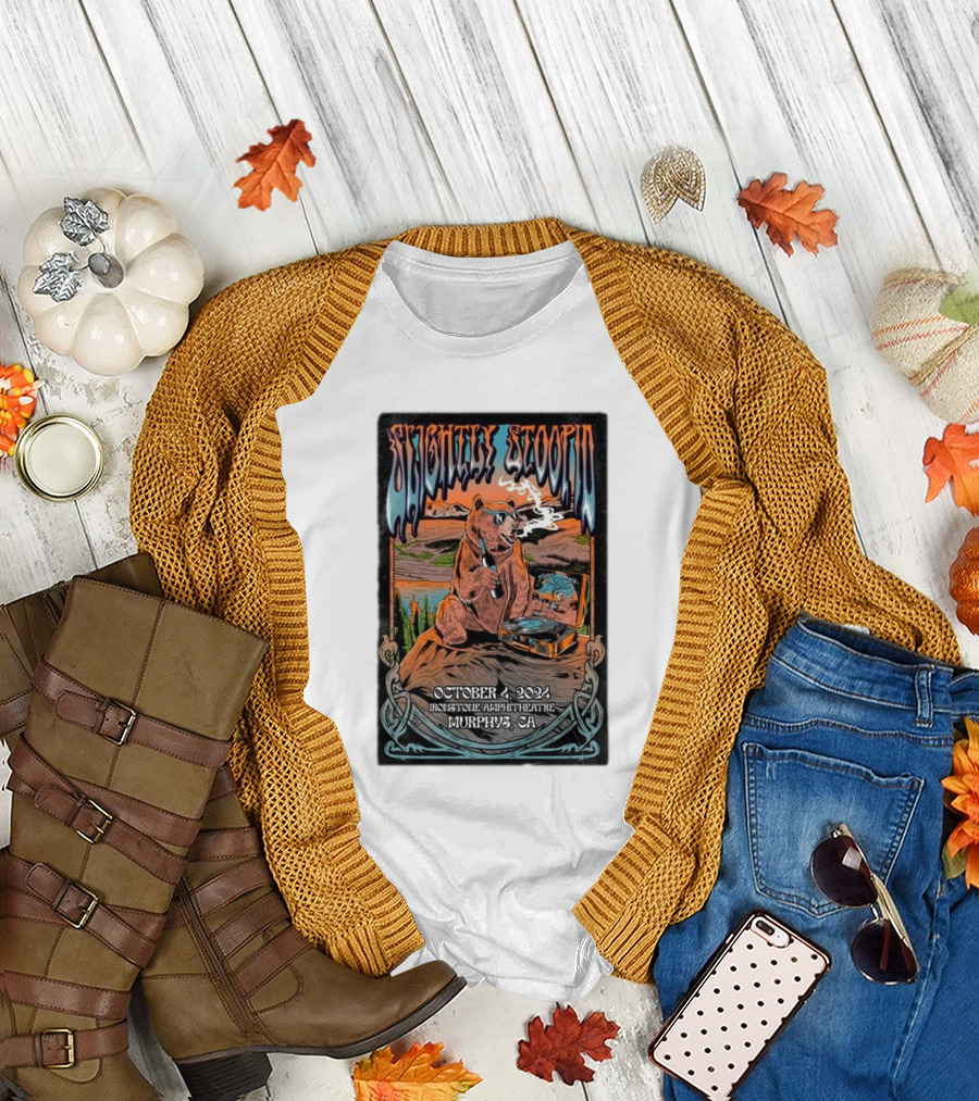 Slightly Stoopid Bear Smoking Vinyl Ironstone Amphitheatre October 4 2024 Murphys CA T-Shirt