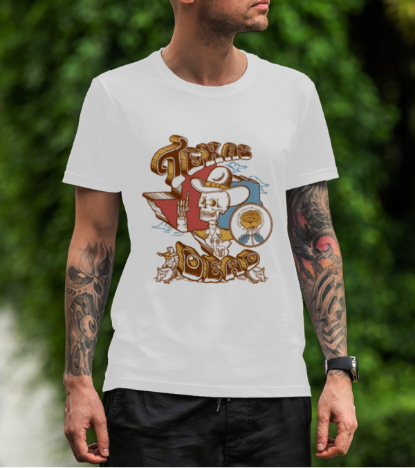 Texas Dead Skeleton Cowboy Rose Austin Texas T-Shirt