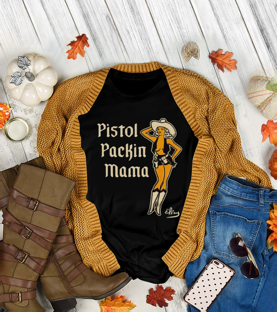 Elrayartist Pistol Packin’ Mama Vintage Cowgirl T-Shirt