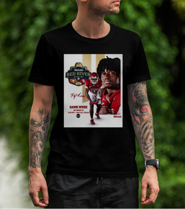 Allstate Red River Rivalry Texas Longhorns Vs. Oklahoma Sooners Game Week October 12 Dallas 2:30 PM Signature Norman T-Shirt