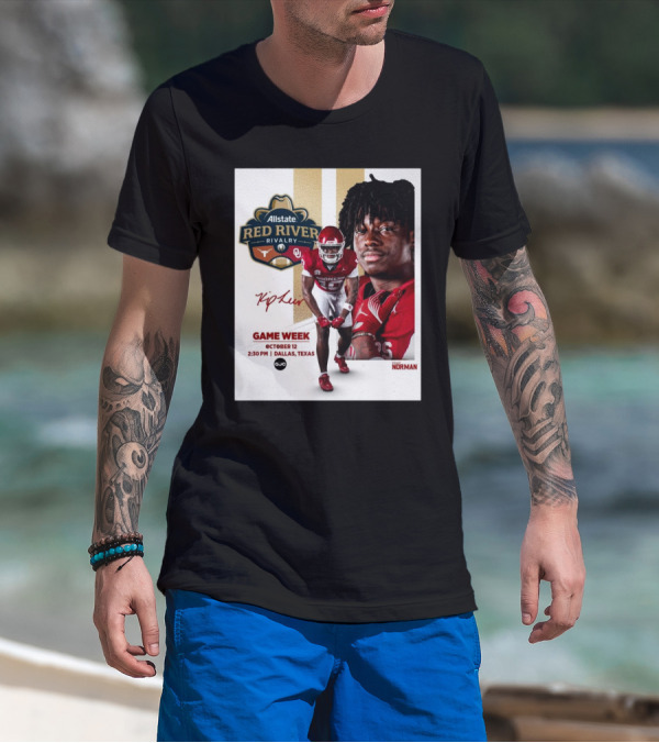 Allstate Red River Rivalry Texas Longhorns Vs. Oklahoma Sooners Game Week October 12 Dallas 2:30 PM Signature Norman T-Shirt