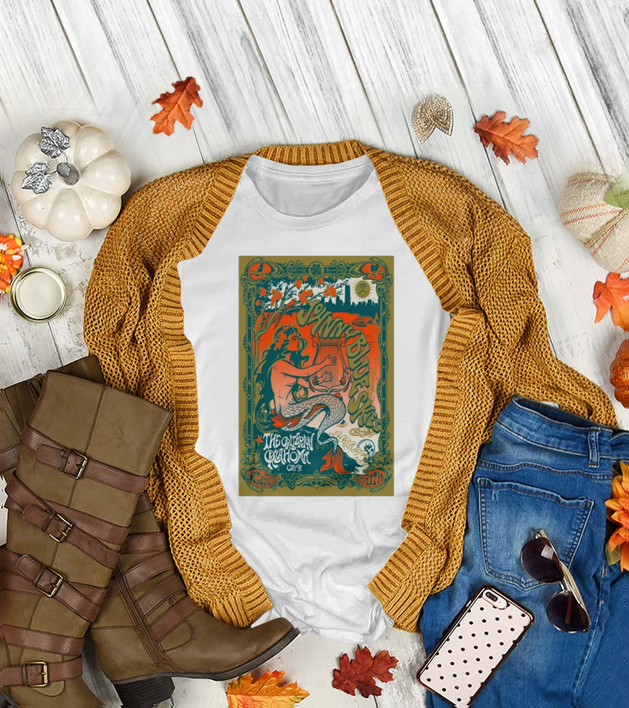 Johnny Blue Skies Oklahoma City Tour The Criterion October 8th 2024 Art Nouveau Mermaid T-Shirt