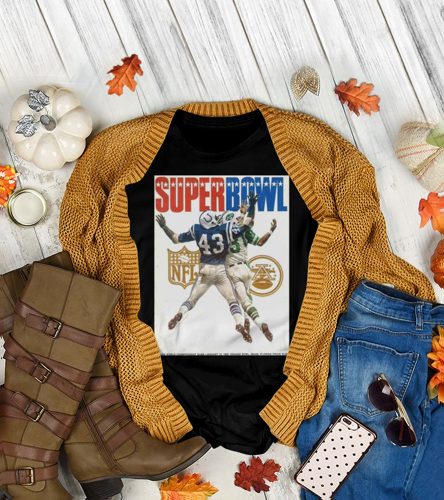 Super Bowl New York Jets Vs Indianapolis Colts Third World Championship Game January 12 1969 Miami Florida NFL AFL T-Shirt