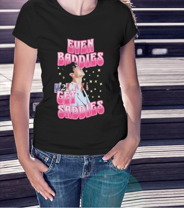 Joe Jonas Even Baddies Y2cazi Get Saddies Retro Pop Text And Stars T-Shirt